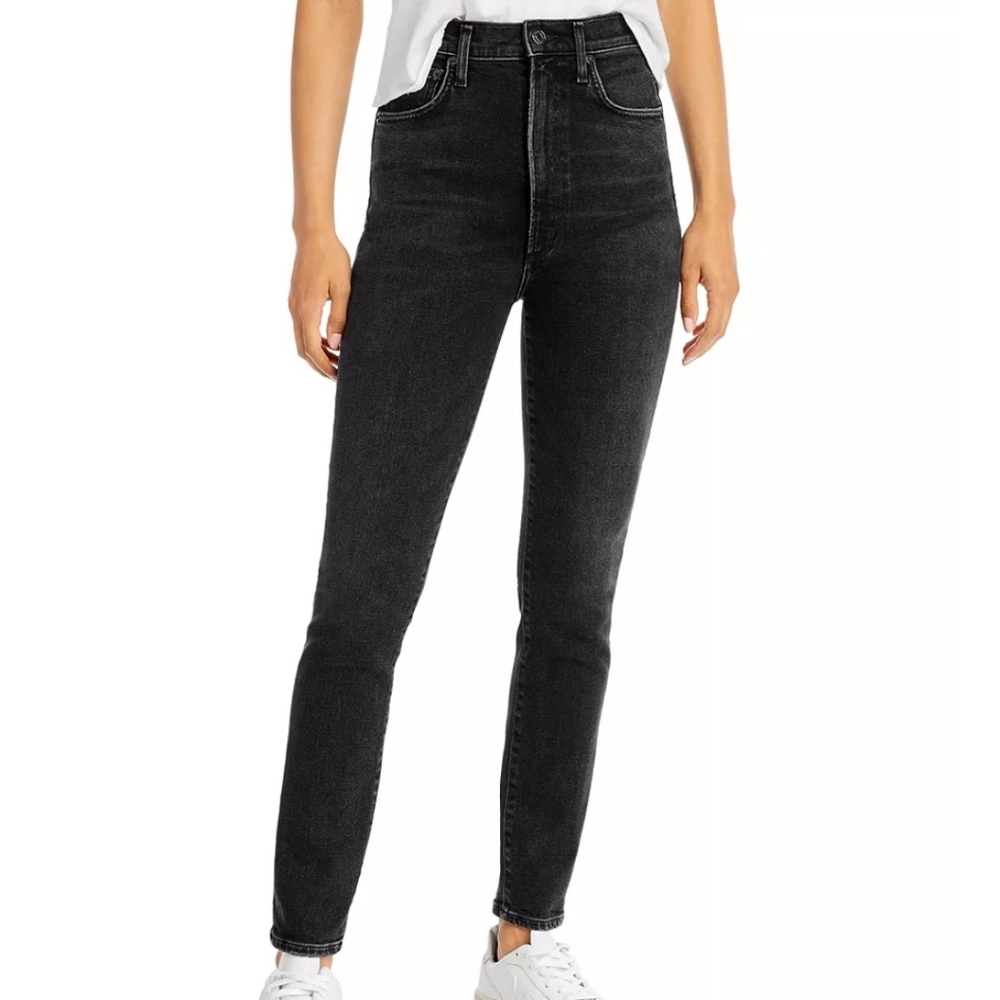 Agolde Pinch Waist Skinny Dark Gray High-Rise Jeans
